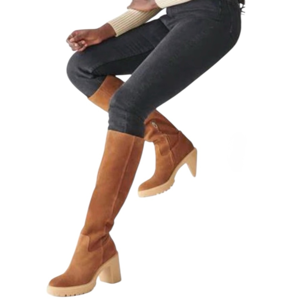 New Dolce Vita Women’s Suede Corry H2O Waterproof Suede Lug Sole Block‎ Heel